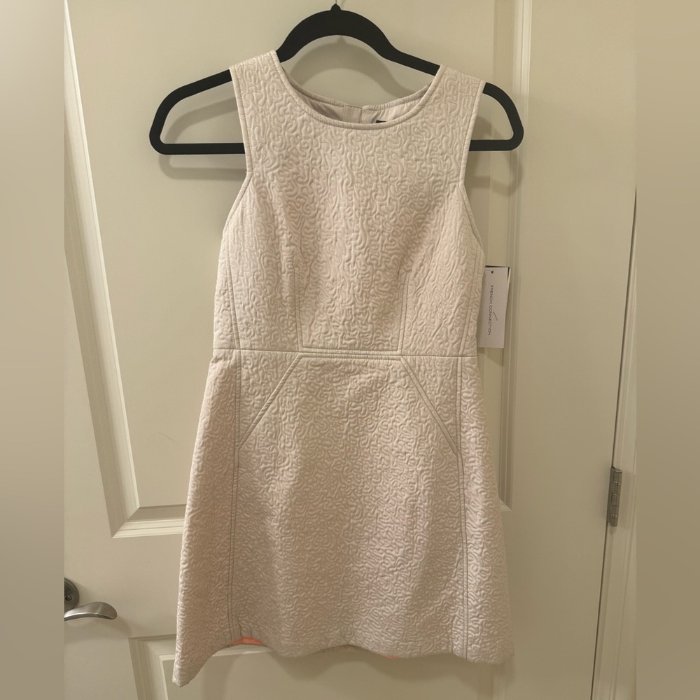 French Connection Cream Textured Mini Dress